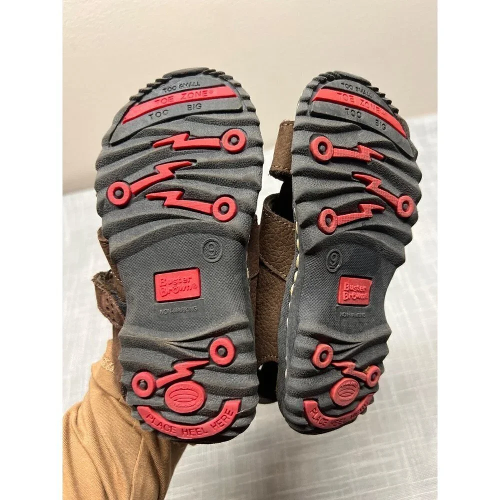 Buster Brown Kids Leather Fisherman Sandals Brown Toe Zone Size 9